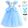Fengligoo Blue Princess Costume Dress For Girls Kids Halloween Cosplay Party Outfit 4-5 Years