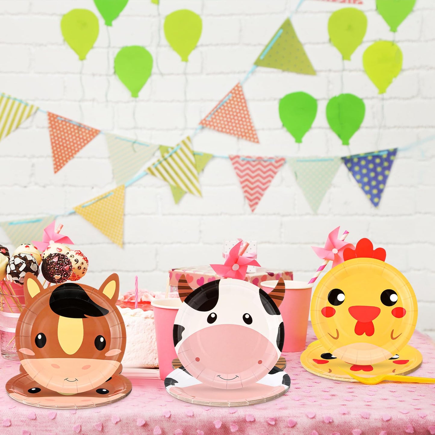 Mimorou 50 Count Farm Animal Plates Farm Barn Birthday Party Decorations Paper Plates Chicken Pig Cow Sheep Horse Barnyard Suppl