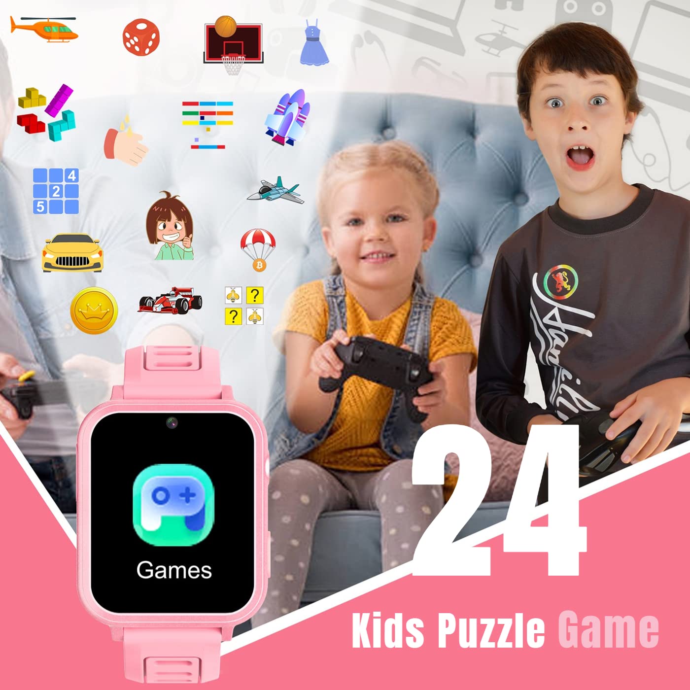 Tixpc Kids Smart Watch For Kids Girls With Camera Music Player Pedometer Alarm Clock Games Calculator Flashlight 12/24 Hr Kids Watches Toys For Girls Gift For 6 7 8 9 10 11 12 Year Old Girls