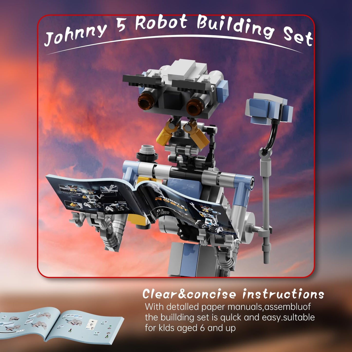 370 Pieces Johnny 5 Robot Building Set, Johnny Five Robot Model Toys, Compatible With Lego, Educational Gift Set For Ages 8-14 Boys