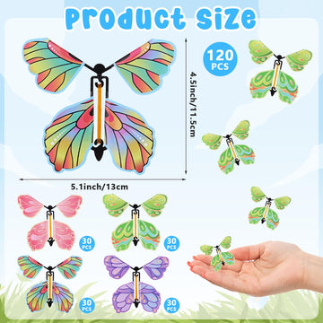 120 Pcs Flying Butterfly Toys Wind Up Flying Butterfly Card Surprise Gifts Butterfly Fairy Flying Toy in The Book Rubber Band Powered Gifts for Christmas Wedding Birthday Teacher Appreciation Gift