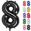 Black Number 8 Balloon 40 Inch, 8 Balloon Number, 8Th Birthday Decorations, Black Party Supplies For Boys Girls