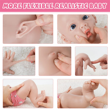 Ivita 21 Inch Full Silicone Baby Dolls Soft Real Lifelike Newborn Full Body Silicone Baby Dolls - Girl