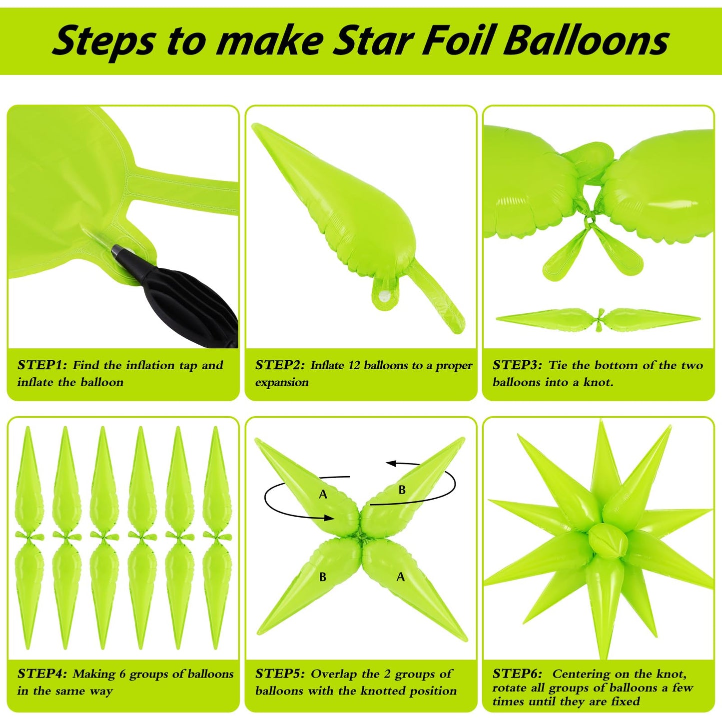 60 Pcs Fruit Green Star Balloons Foil Starburst Balloons Explosion 12 Point Cone Balloons Large For Wedding Anniversary Backdrop