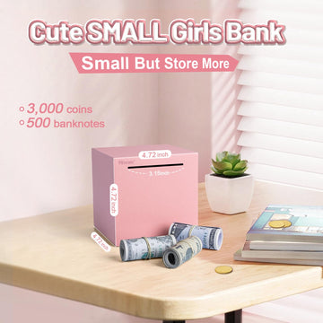 Hicocool Piggy Bank For Adults Must Break To Open, Stainless Steel Money Saving Box (Pink, Palm Size)
