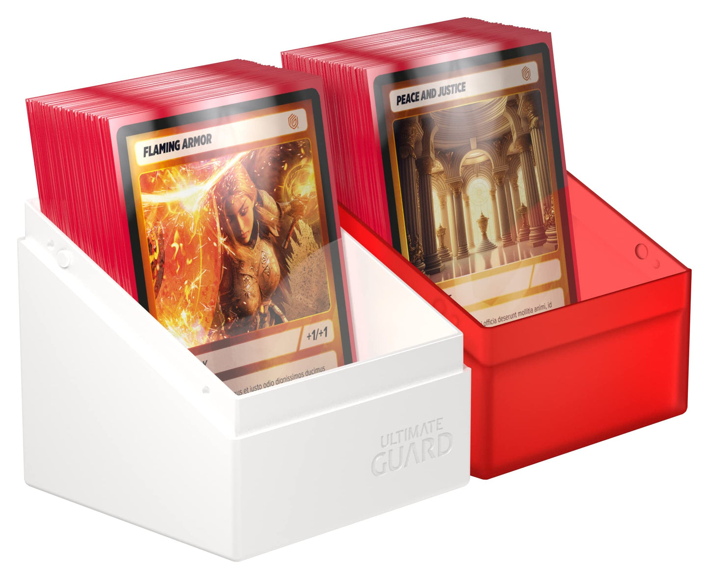 Ultimate Guard Boulder Synergy 100+, Deck Case For 100 Double-Sleeved Tcg Cards, Red/White, Secure & Durable Storage For Trading Card Games