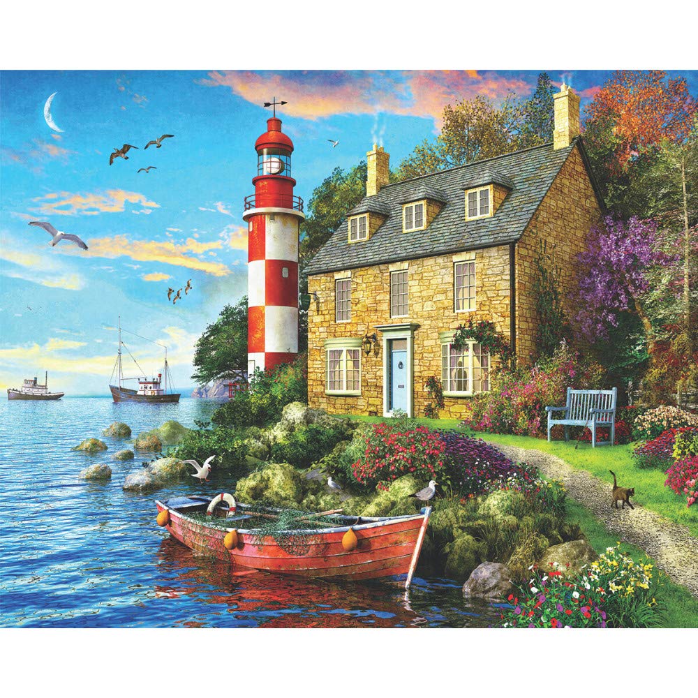 Springbok'S 1000 Piece Jigsaw Puzzle The Cottage Lighthouse - Made In Usa