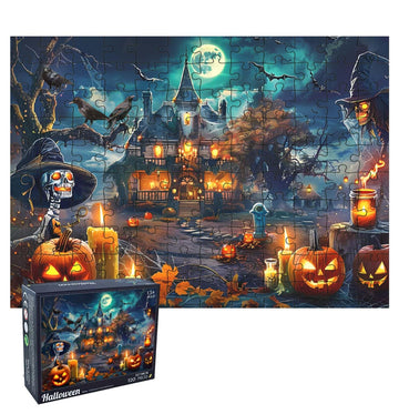 Heipiniuye Halloween Puzzles 120 Pieces Scary Skeleton Puzzle Halloween Jigsaw Puzzle For Kids Adults Halloween Party Decoration