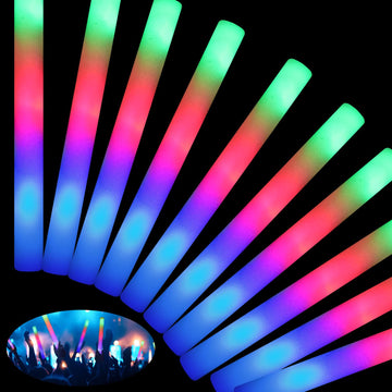 Honlyne120 Pcs Foam Glow Sticks With 3 Modes Colorful Flashing, Led Light Sticks, Glow In The Dark Party Suppliesfor Wedding, Ra