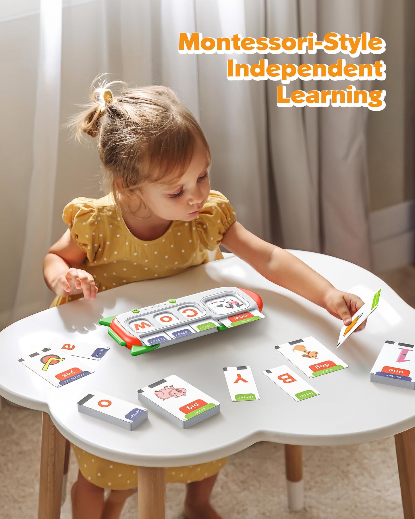 Alphabet Talking Flash Cards For Kids 3+ Years Old, Spelling Games, Teach Kids Abc Letters & Words, Montessori Learning Toys, Co