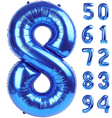Navy Blue 8 Balloon, Number Balloon 40 Inch, Blue Birthday Decorations, 8 18 28 38 80 Birthday Balloons, 8Th Blue Party Supplies