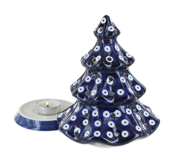 Blue Rose Polish Pottery Dots Tree Luminary