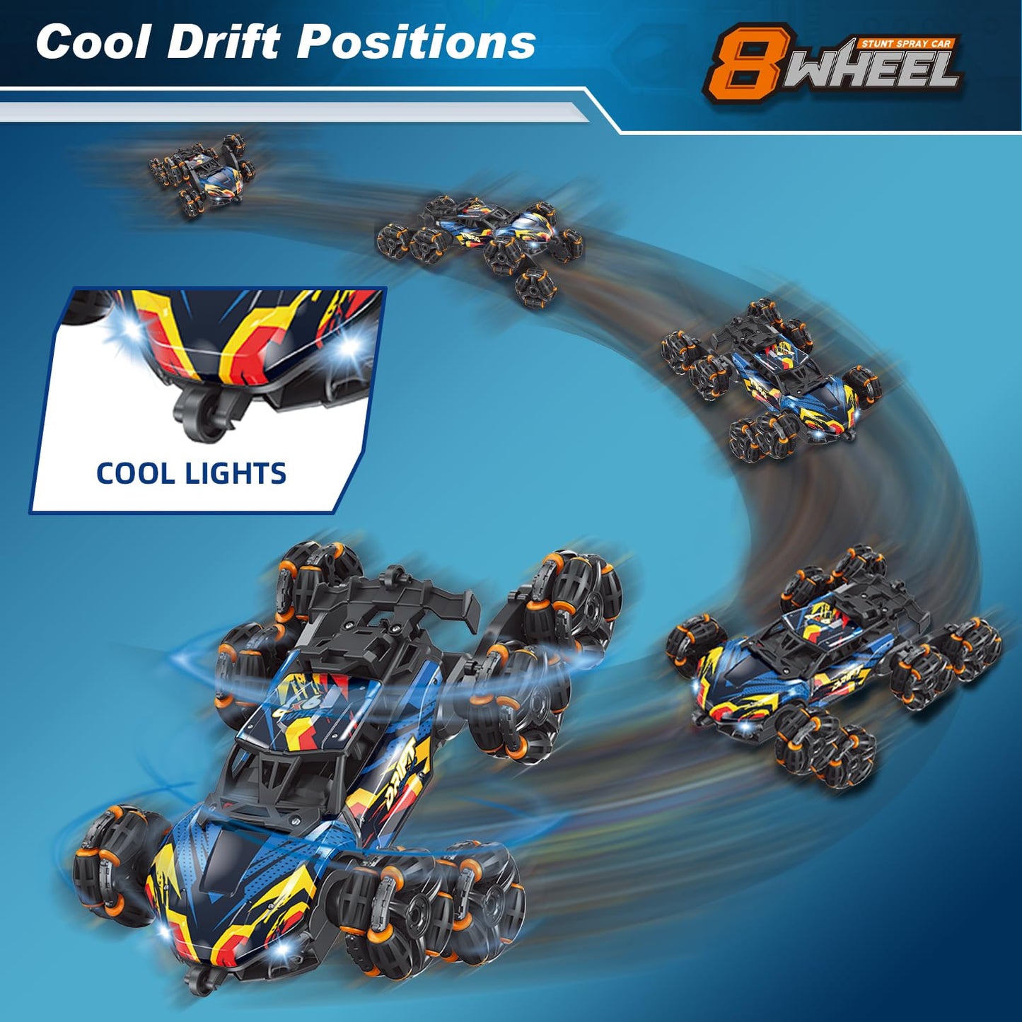 NEXBOX Cool 8 Wheels Hand Controlled rc Stunt Car Toys, Gesture Sensing Remote Control Cars for Boys Age 6 7 8-12 13 14 Year Old