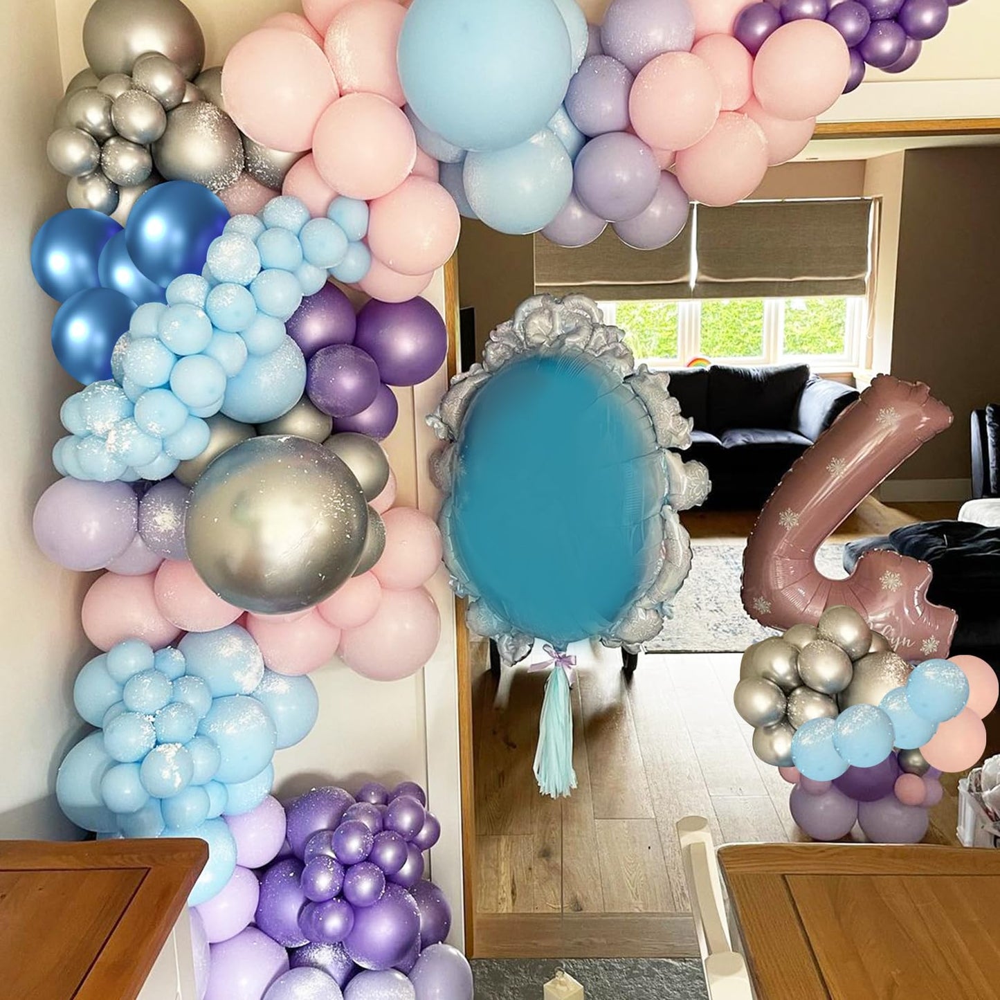 Renjiro Purple And Blue Balloons 60Pcs 12 Inch Blue Purple Silver Pink Latex Balloons Fit For Frozen Balloons Birthday Decor Gir