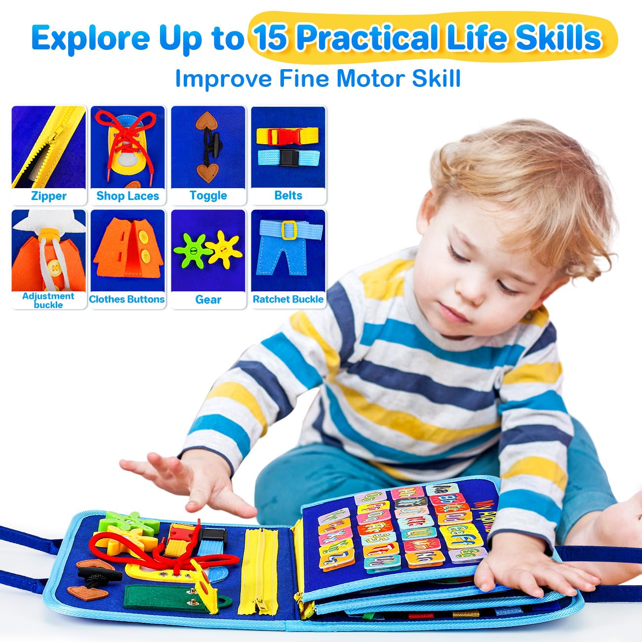 Syhln Toddlers Montessori Busy Board Toys For 1 Year Old Boy Gifts,Educational Preschool Learning Travel Toys For Toddlers 1-3,O