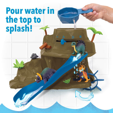 MindWare Dinosaur Color Splash Water Park Bathtub Playset - Interactive Bath Toys with Color Changing Dinosaur Figures - Gift fo