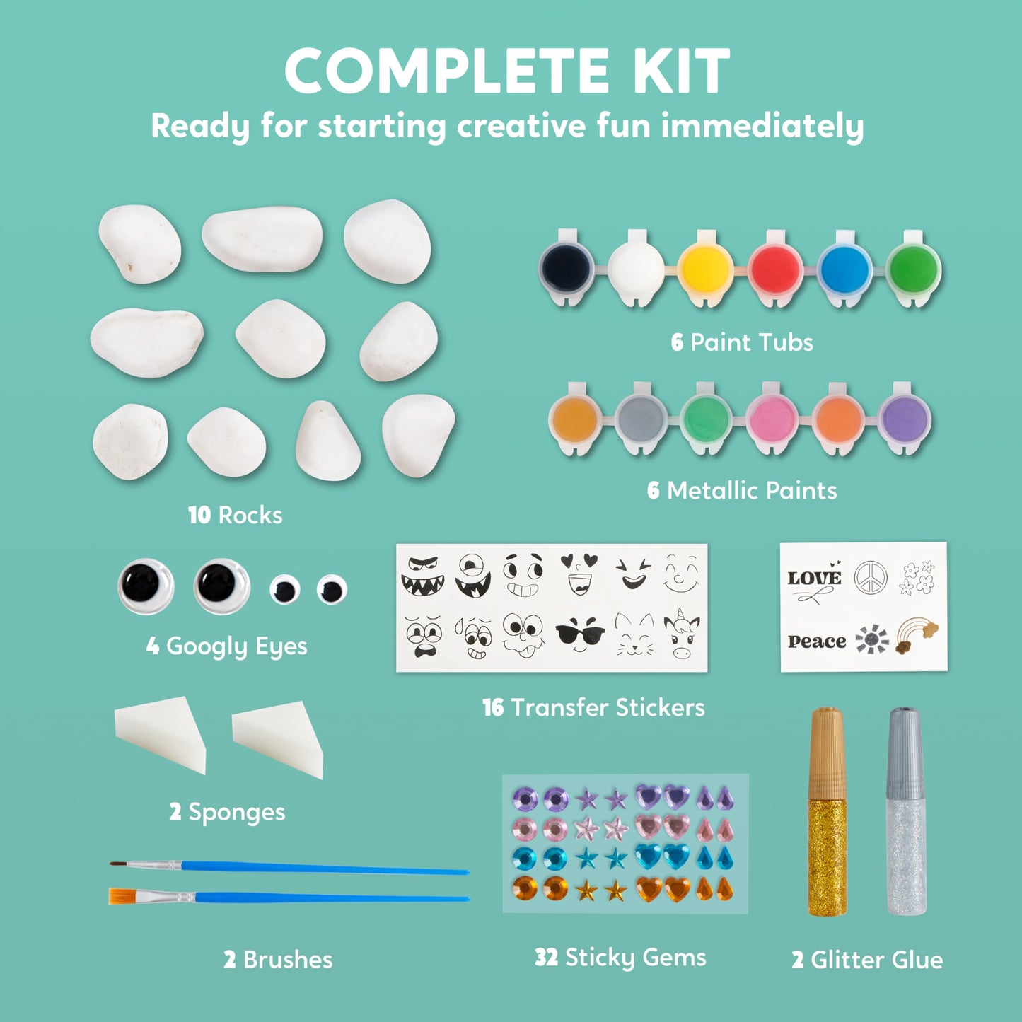 Joyin Rock Painting Kit For Kids, Arts And Crafts For Girls & Boys Ages 6-12, Diy Supplies For Painting Rocks, Easter Craft Kits Art Set, Toddler Birthday Christmas Presents, Family Indoor Activity