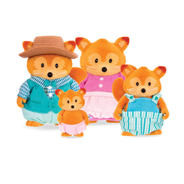 Lil Woodzeez Fox Family Set - Tippytail Foxes with Storybook - 5 Pieces Toy Set with Miniature Animal Figurines - Family Toys a