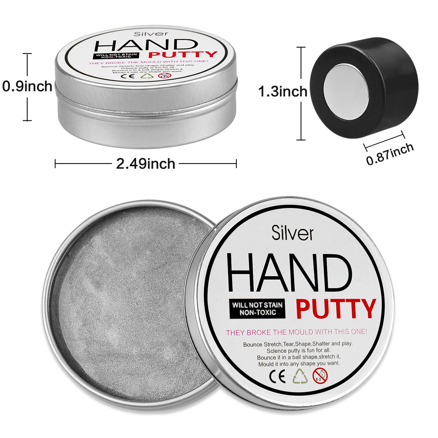 Joypro Magnetic Slime Putty, Magnetic Space Putty Slime With Upgraded Magnet Toys For Kids Adults, Fidget Toy Stress Reliever Puddy For Christmas Stocking Stuffers Birthday Gifts(2 Pack,Black&Silver)
