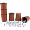RERIVER Felt-Lined PU Leather Dice Cup Set, 6 Quiet Dice Shaker Cups with 36 Dices for Bar Party Yahtzee Farkle Dice Games, Dark