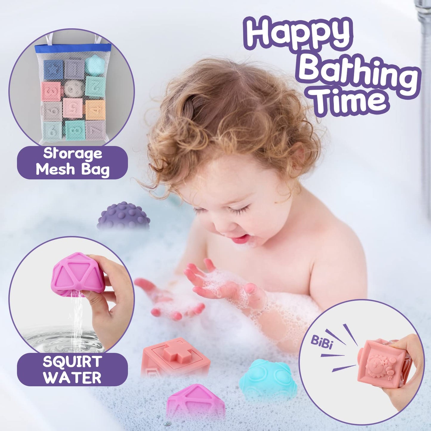 Umyqaq Baby Toys 6-12 Months, 3 In 1 Montessori Toys For Babies 6-12 Months, Incl Stacking Building Blocks & Soft Infant Teethin