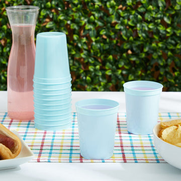 24-Pack 16-Ounce Blue Plastic Stadium Cups, Bulk Reusable Tumblers For All Occasions And Celebrations