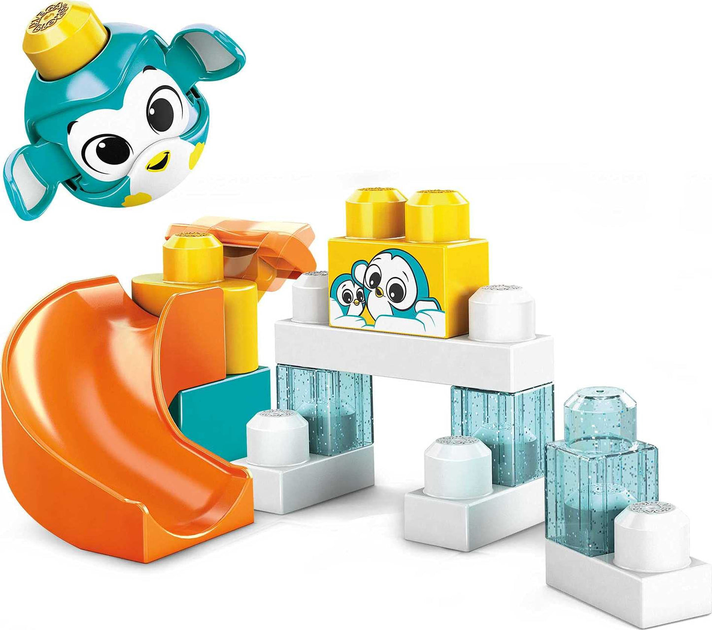 Mega Bloks Peek A Blocks Penguin Slide With Big Building Blocks, Building Toys For Toddlers (14 Pieces)