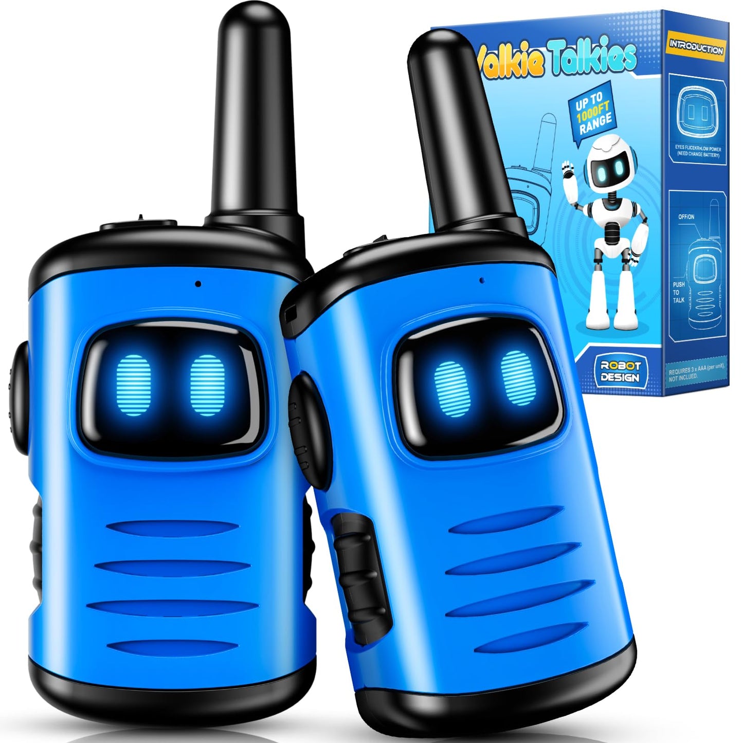 Kids Walkie Talkies Toys for Boys: comedyfun Mini Robots Walkies Talkies 2 Pack Christmas Birthday Gifts for 3 4 5 6 7 8 Year Old Boys Toys Age 4 5 6 7 8 Stocking Stuffers Camping Outdoor Games -Like New