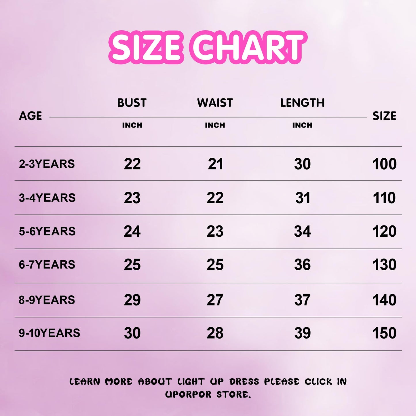 Uporpor Light Up Pink Princess Dresses For Girls Halloween Costumes Dressing Up Clothes For Little Girl Kids Party Christmas, 130