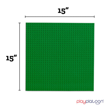 Play Platoon 15 Inch X 15 Inch Baseplate For Building Bricks - Extra Large Landscape For Building Blocks - Green Classic Platform Baseplates Compatible With All Major Brands, 2 Pack