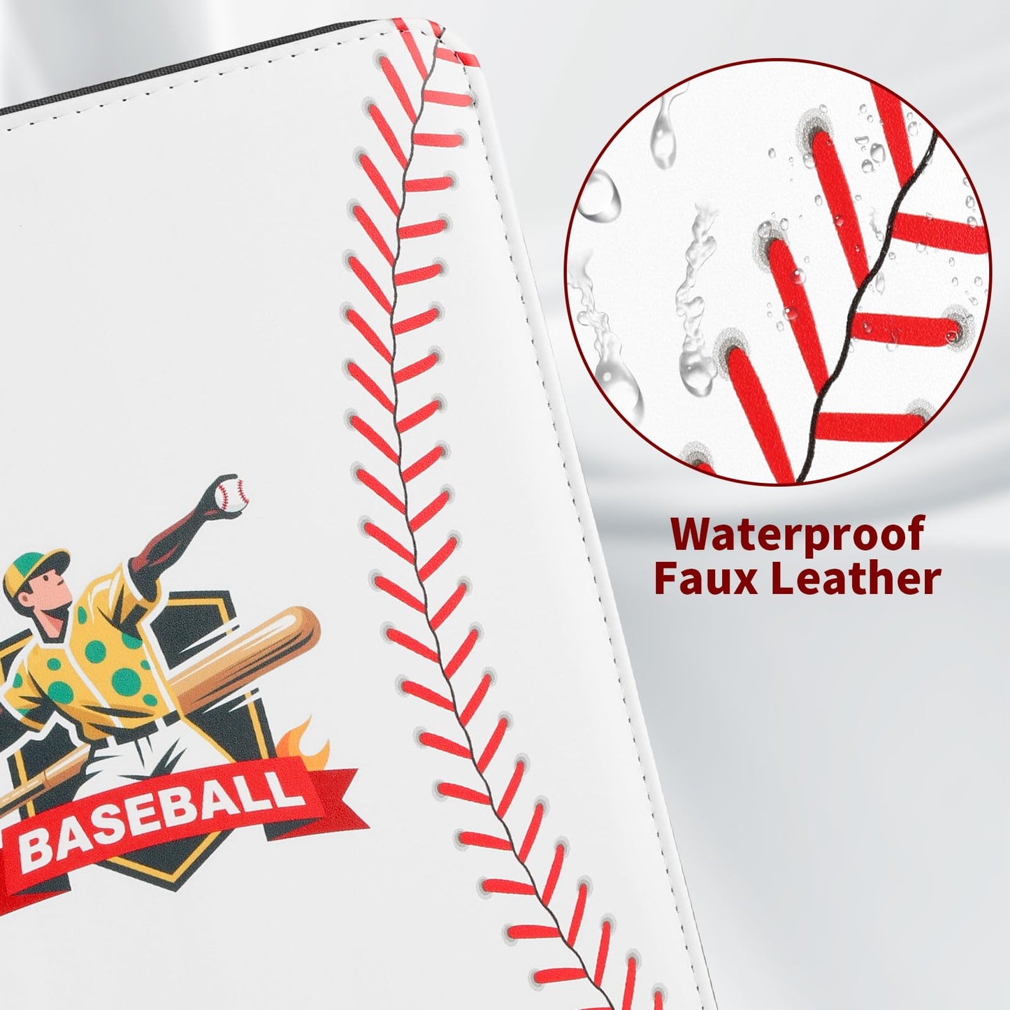 Baseball Trading Card Binder 9 Pocket enhanced Zip Trading Card Binder Waterproof 720 Double Sided Pocket PU Collection Binder Card Album for YuGiOh MTG TCG Game Cards & Sports Cards (White 1)