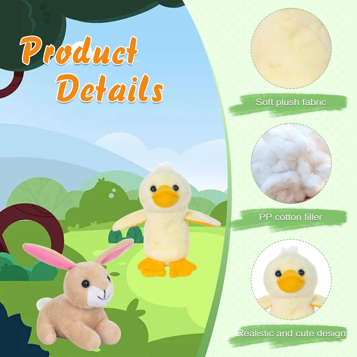 My Oli 10 Pack Plush Farm Animals Toys Stuffed Animals Bundle 3.5 Inch Cute Small Stuffed Animal Bulk Plush Toys For Kids, Plush