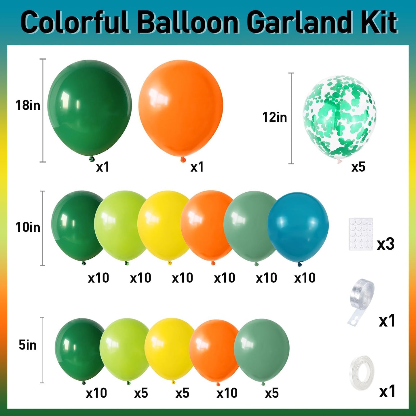 Gresatek Jungle Themed Balloon Garland Arch Kit, Sage Green Orange Yellow Olive Balloons Decorations For Boys Girls Birthday Bab