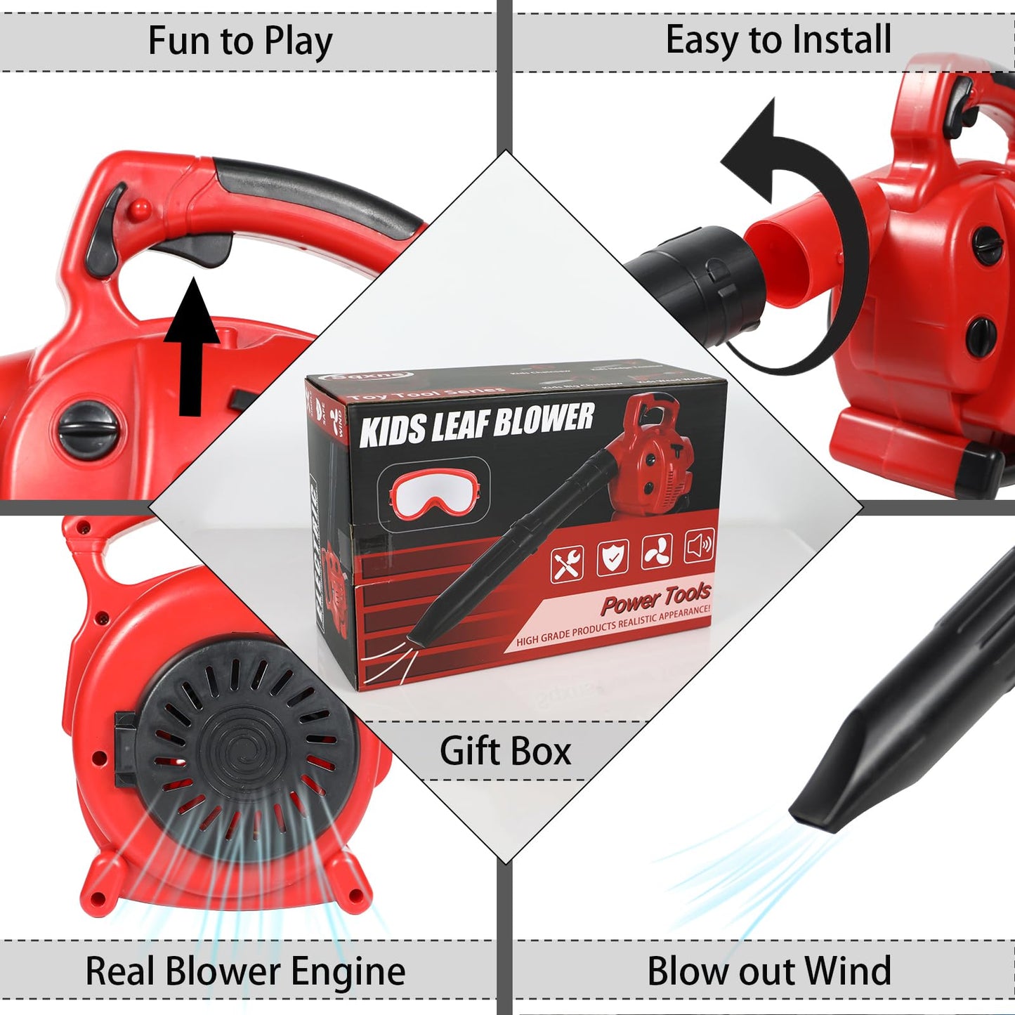 Sistracia Kids Leaf Blower Toy Tool Pretend Play Series, Toy Leaf Blower For Kids That Really Works, Outdoor Preschool Gardening