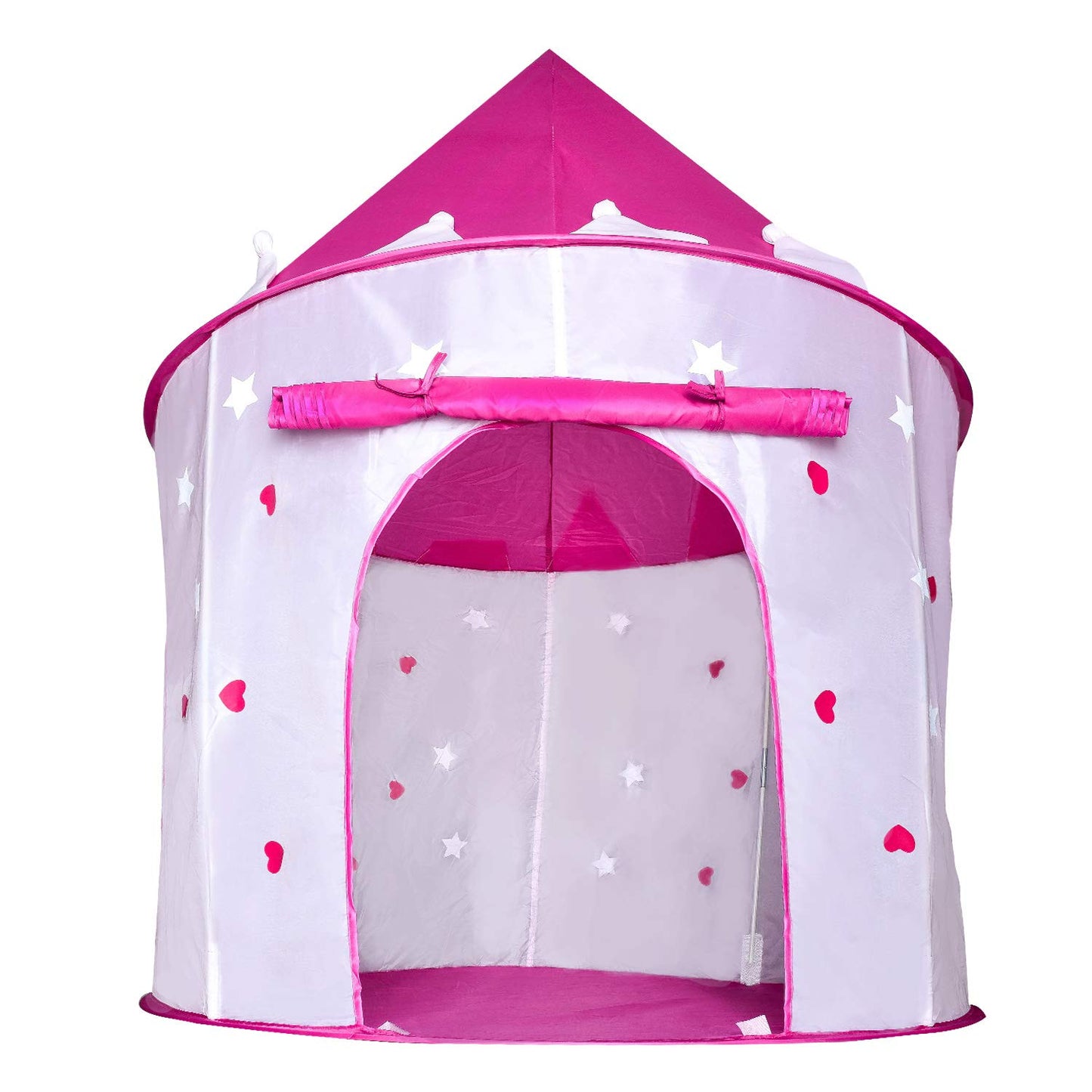 Princess Castle Play Tent With Glow In The Dark Stars Foldable Pop Up Pink Play Tent/House Toy For Indoor Kids Tent & Outdoor Ch