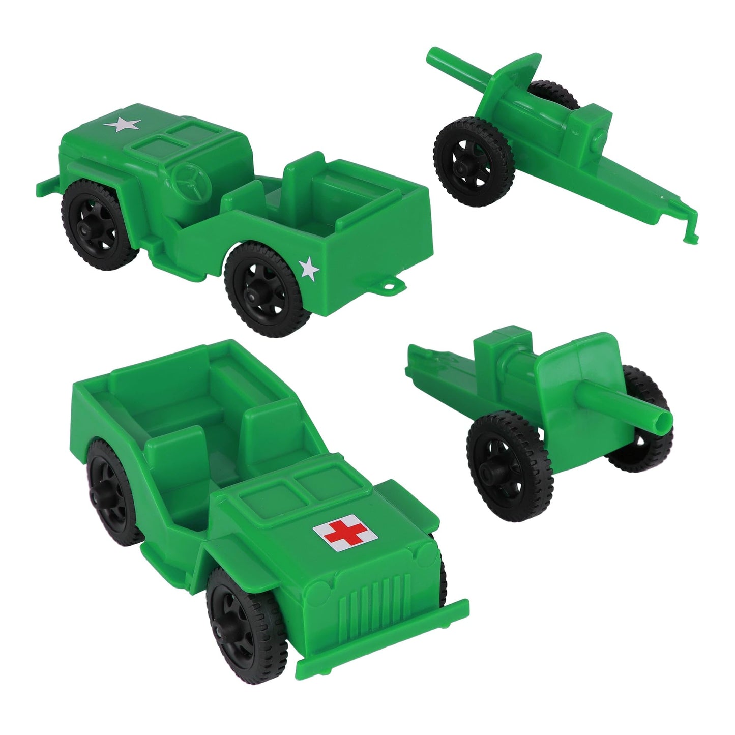 Timmee Combat Patrol Willys & Artillery - Green 4Pc Playset Usa Made