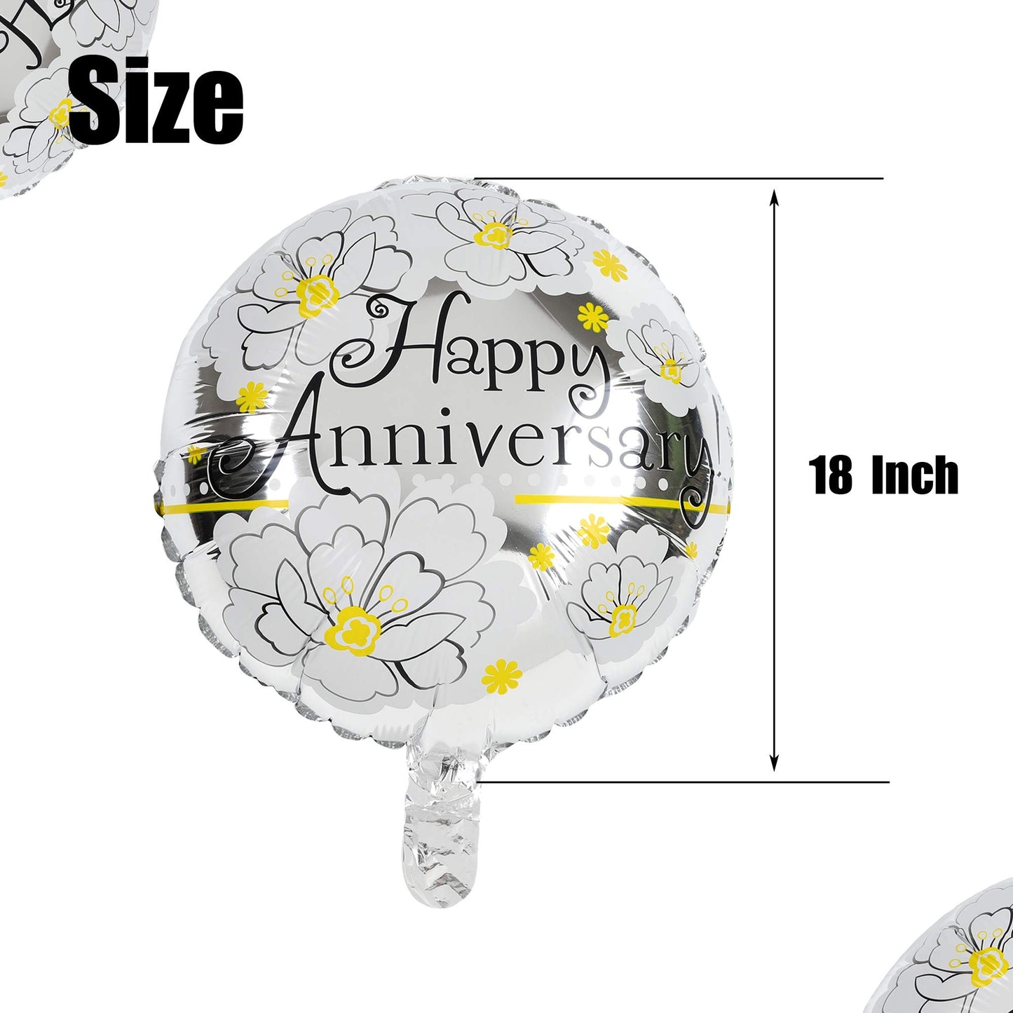 6 Pcs Anniversary Mylar Balloons Round Foil Helium Balloon Happy Birthday Party Decorations Supplies Photo Backdrop 18 Inch
