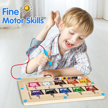 Motree Montessori Toys For 3 Year Old Girls/Boys, Wooden Magnetic Color Number Maze Educational Board Activity For Kids, Toddler