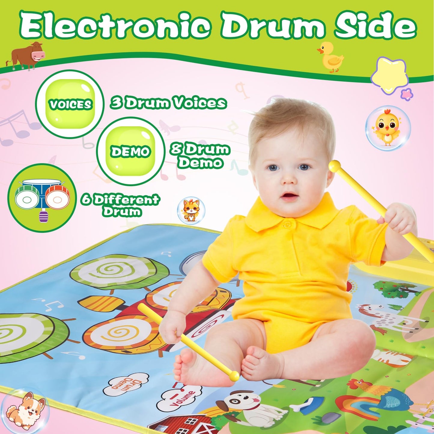 Toddler Toys For 1 2 3 Year Old Boy Toys For Ages 0-2, Piano Mat Baby Toys Gifts For 1 2 3 Year Old Boys Birthday Gift Sensory T