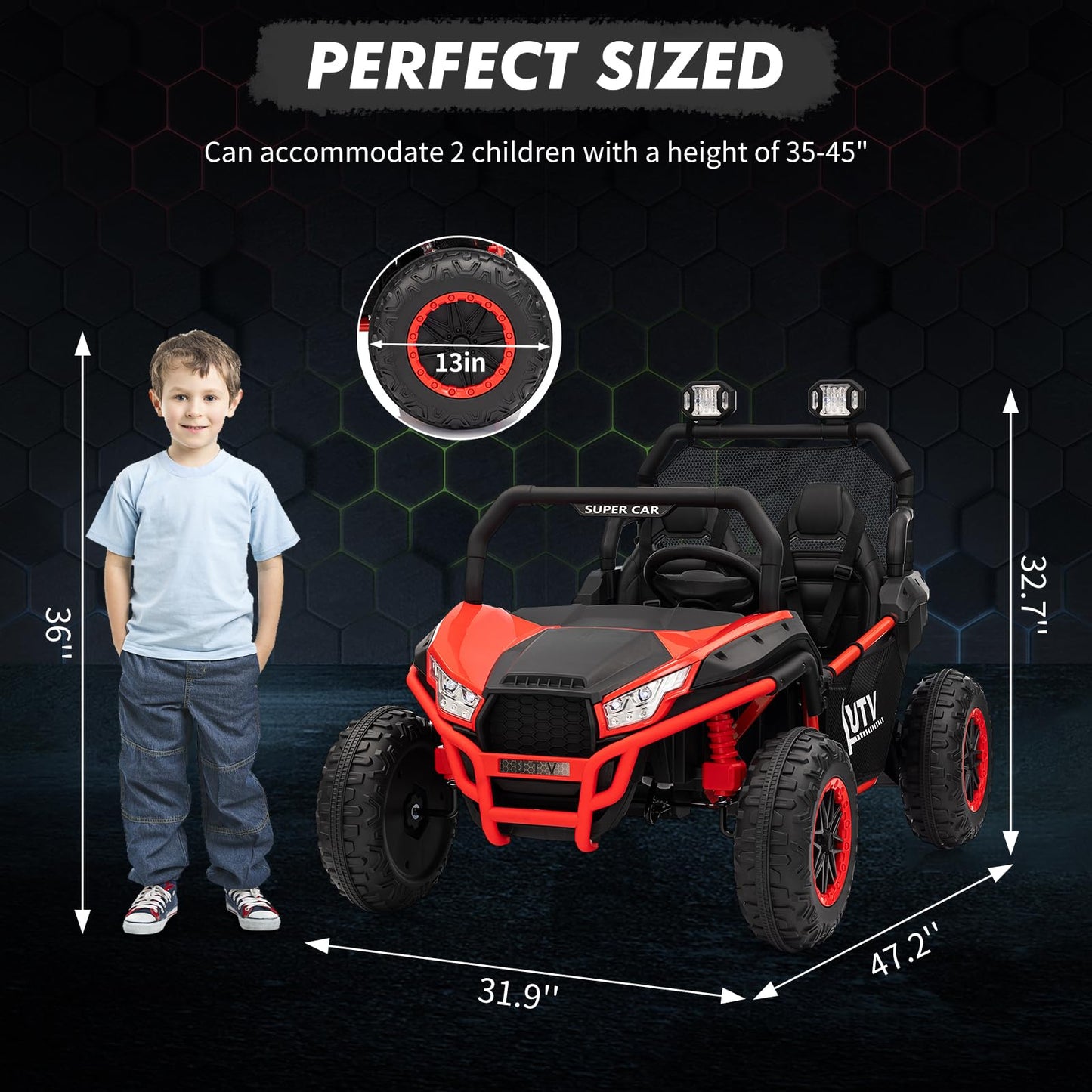 24V 2-Seater Kids Utv With Parent Remote Control | All-Terrain Electric Ride-On Car For Ages 3+