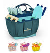 Kinderific Gardening Set for Kids - Tool Kit with Tote Bag, Spade, Watering Can, Rake, Fork, Trowel & Gloves - Blue - Model KM1GS06Y