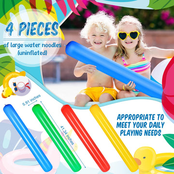 Deekin 4 Pcs Pool Inflatable Sticks Inflatable Pool Noodles Colorful Pvc Outdoor Water Games Giant Blow Up Pool Noodles Pool Stick Noodles For Swimming Pools Adults Beach Lake Party, 41.34 Inch