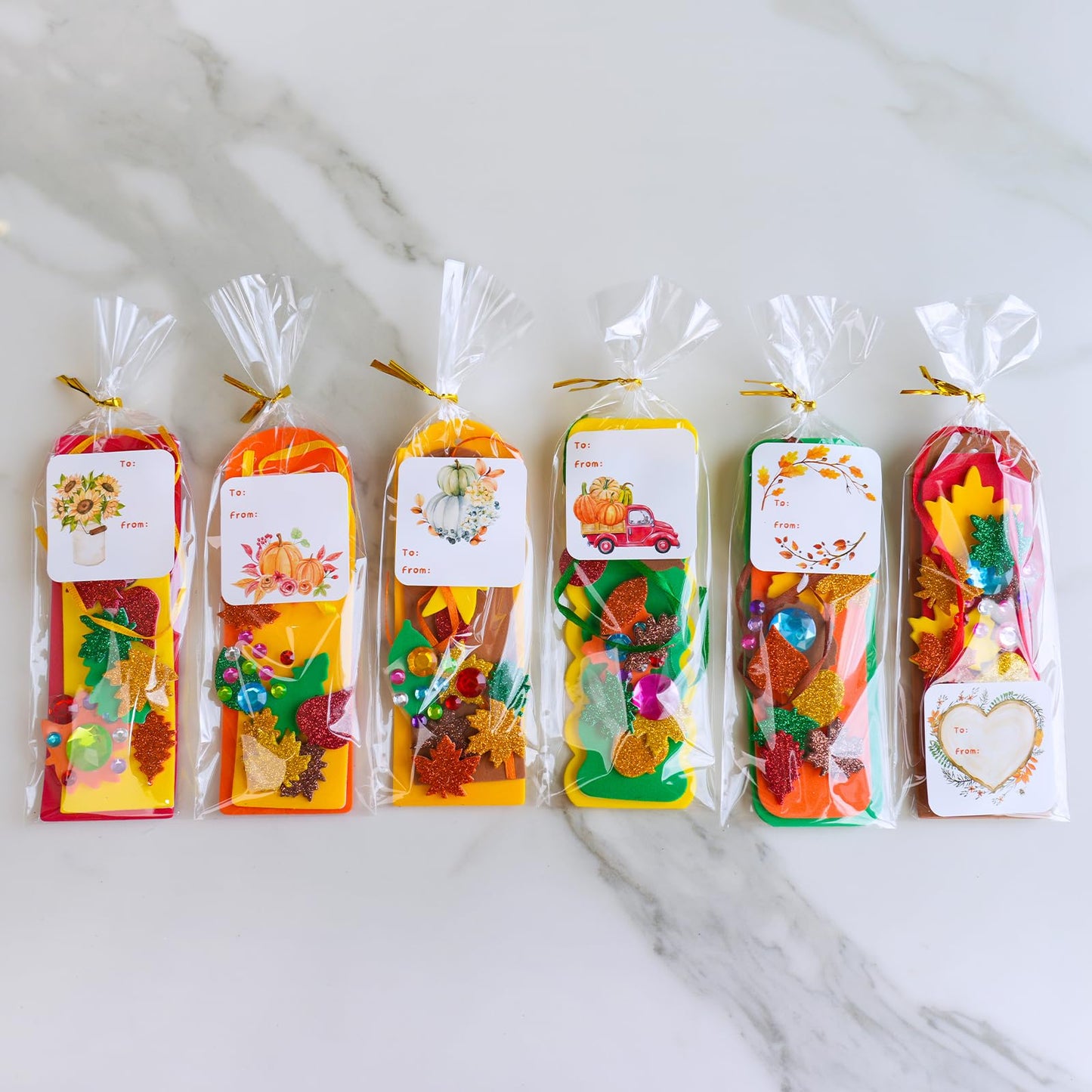 Winlyn 36 Sets Fall Craft Kits Fall Crafts DIY Fall Leaf Bookmarks Decorations Art Sets Autumn Maple Leaf Glitter Leaf Foam Stic