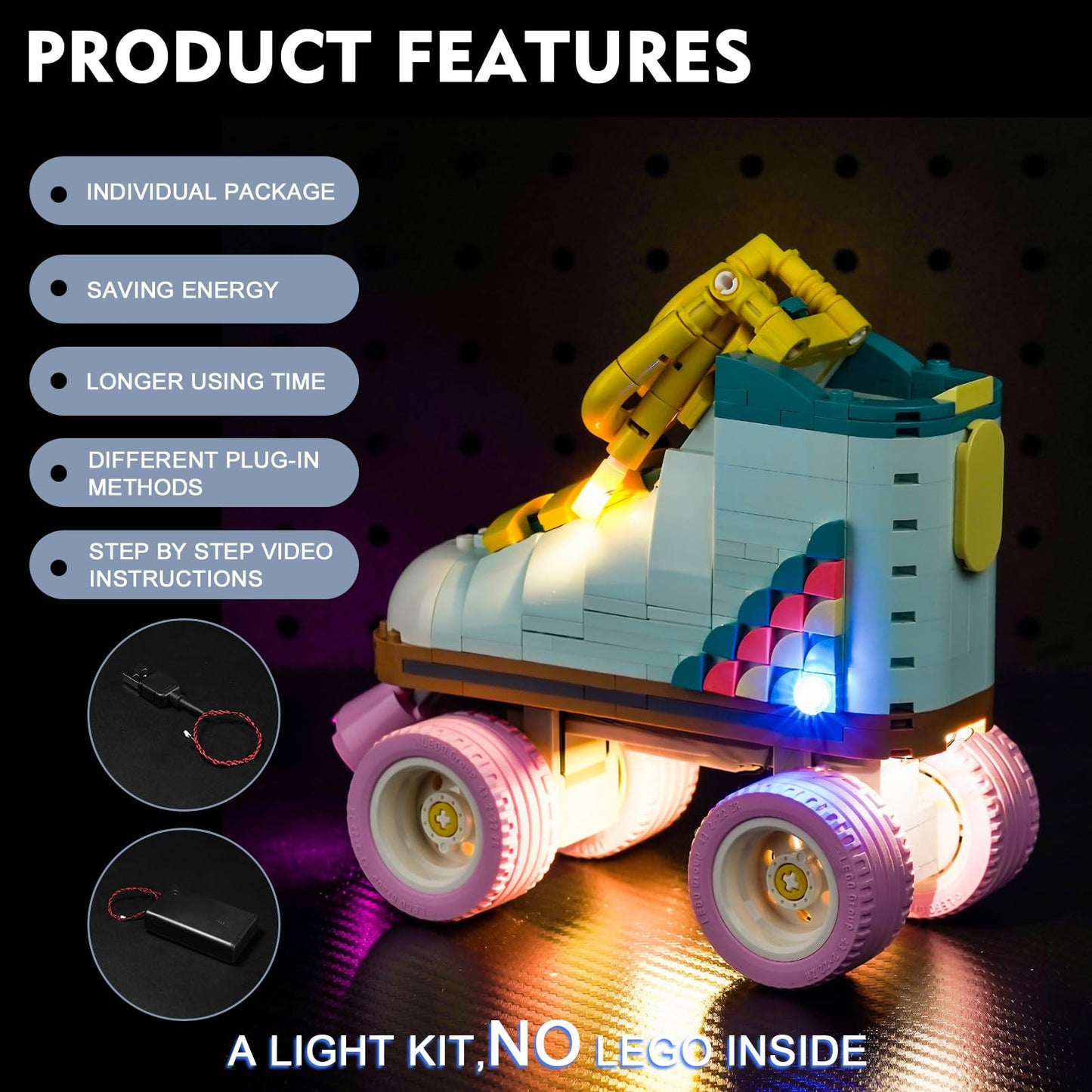 Brickbling Led Light Compatible With Lego Creator Retro Roller Skate, Creative Lighting Kit Compatible With Lego 31148-No Model Included
