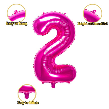 32 Inch Pink Number 2 Balloons Foil Ballon Digital Birthday Party Decoration Supplies (Pink Number 2 Balloon)