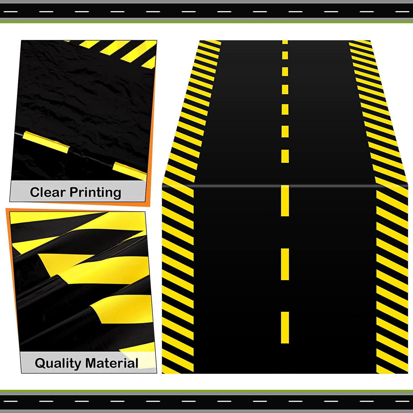 Racetrack Floor Running Black Racer Party Decoration Mat Road Table Runner Long Racetrack Tablecloth Drag For Party (Classic Sty