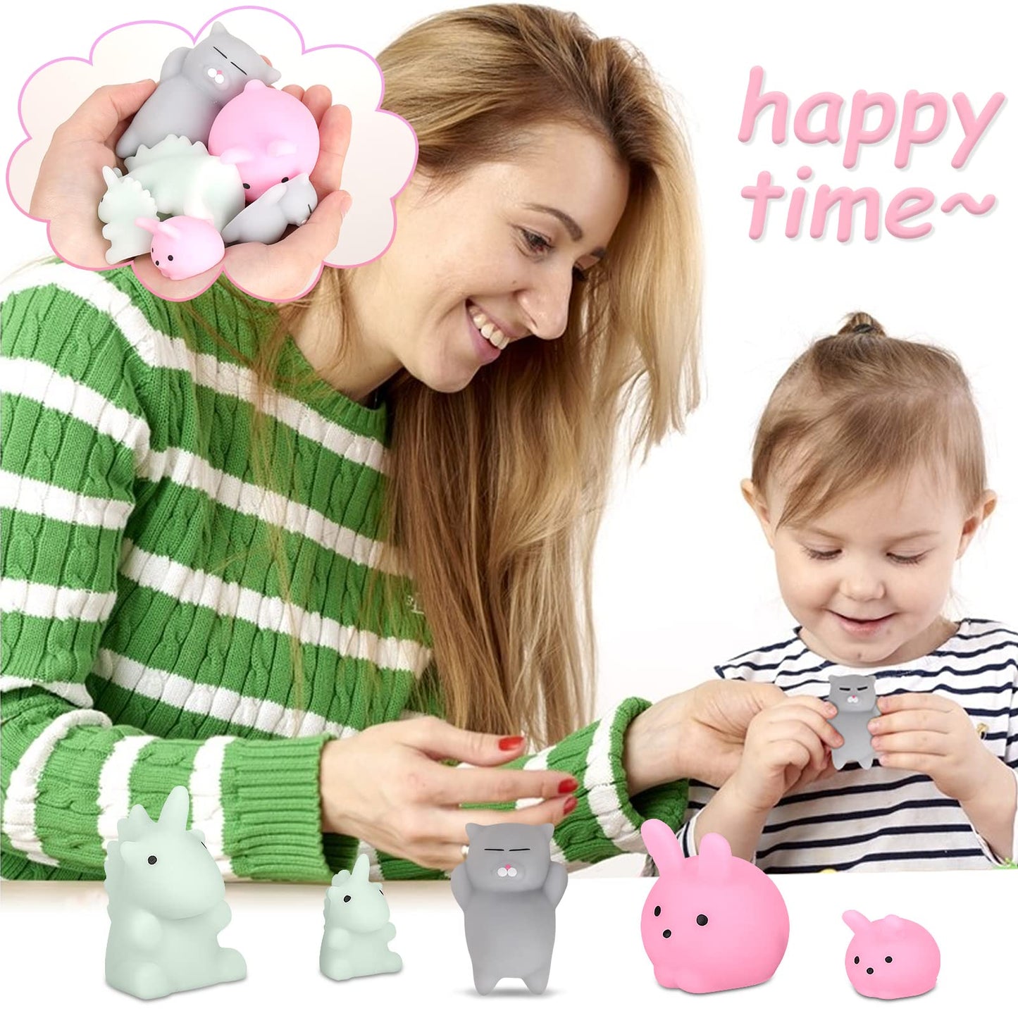 Squishies Mochi Squishy Toy, 6Pcs Jumbo & Mini,Party Favors For Kids Stress Reliever Anxiety Toys,Mini Kawaii Fidget Toys,Pinata Stuffers Filler,Easter Basket Stuffers,Valentines, Sock Stuffers