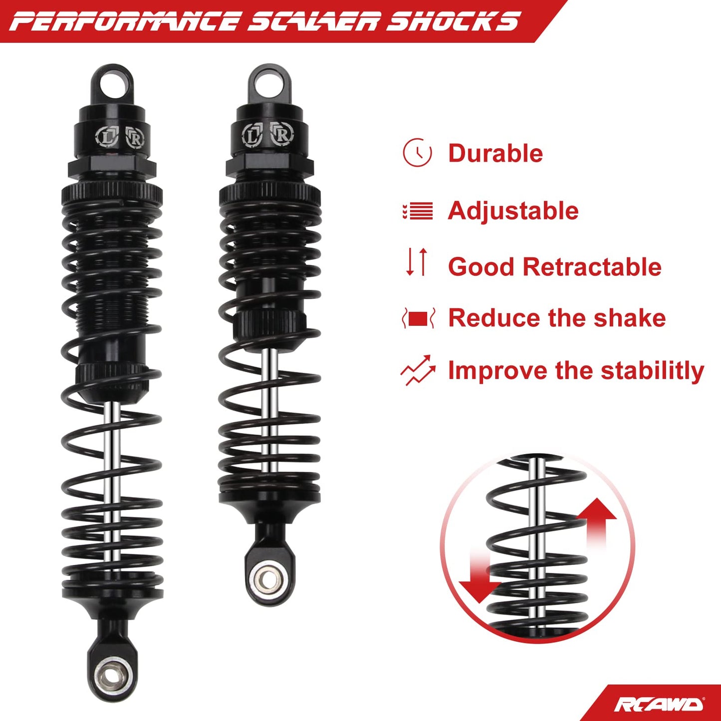 Rcawd Big Bore Shock Absorber Damper For 1/10 Slash 2Wd, Hoss, Rustler 4X4 Vxl,Slash 4X4, Bandit, Ford, Nitro,Stampede Upgrades,