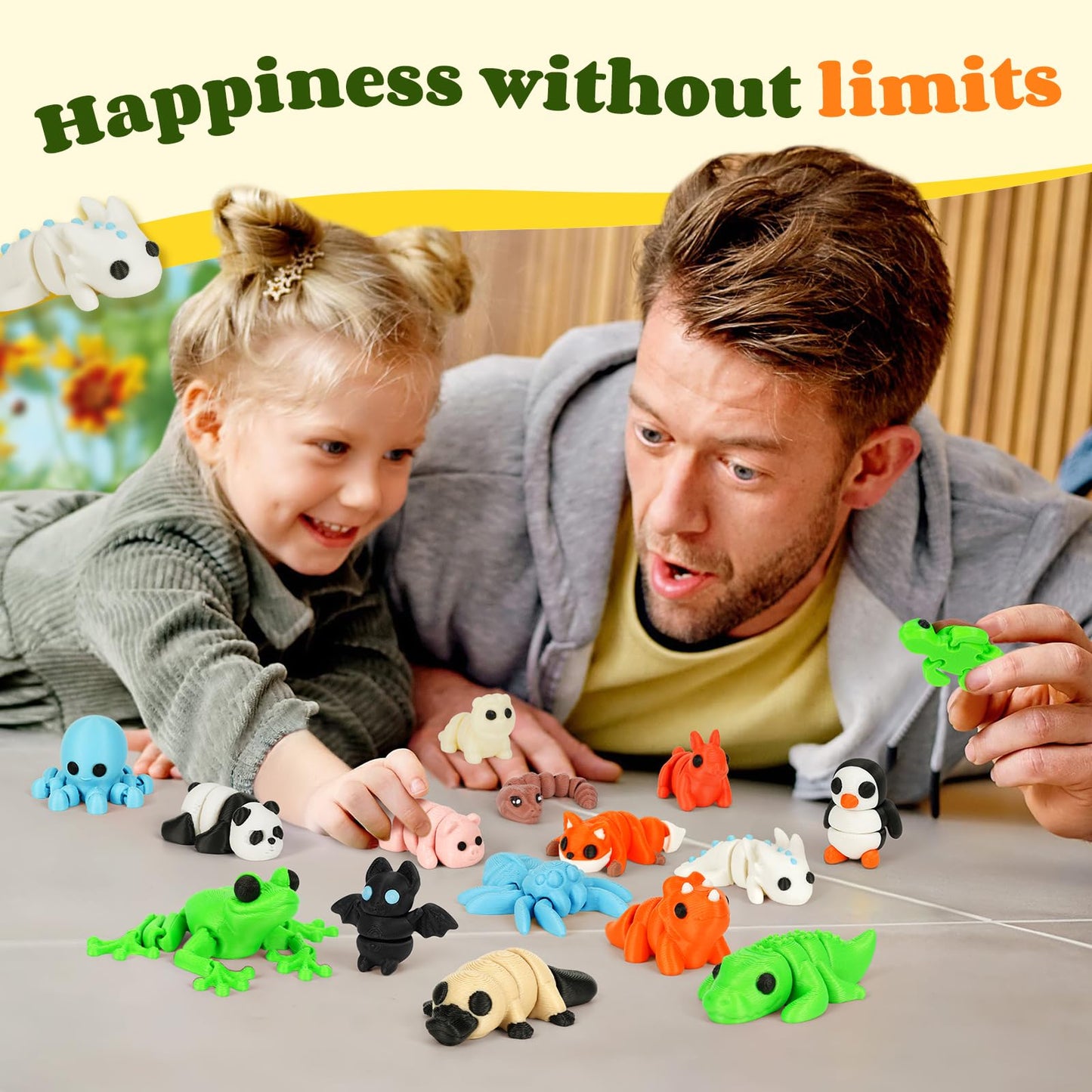 Shuwnd Mini Animals Figures Set,3D Printed Little Animals Articulated Flexible Fidget Toy,Easter Egg Fillers,Tiny Animals Figurines Exquisite Cute Pet Toy.