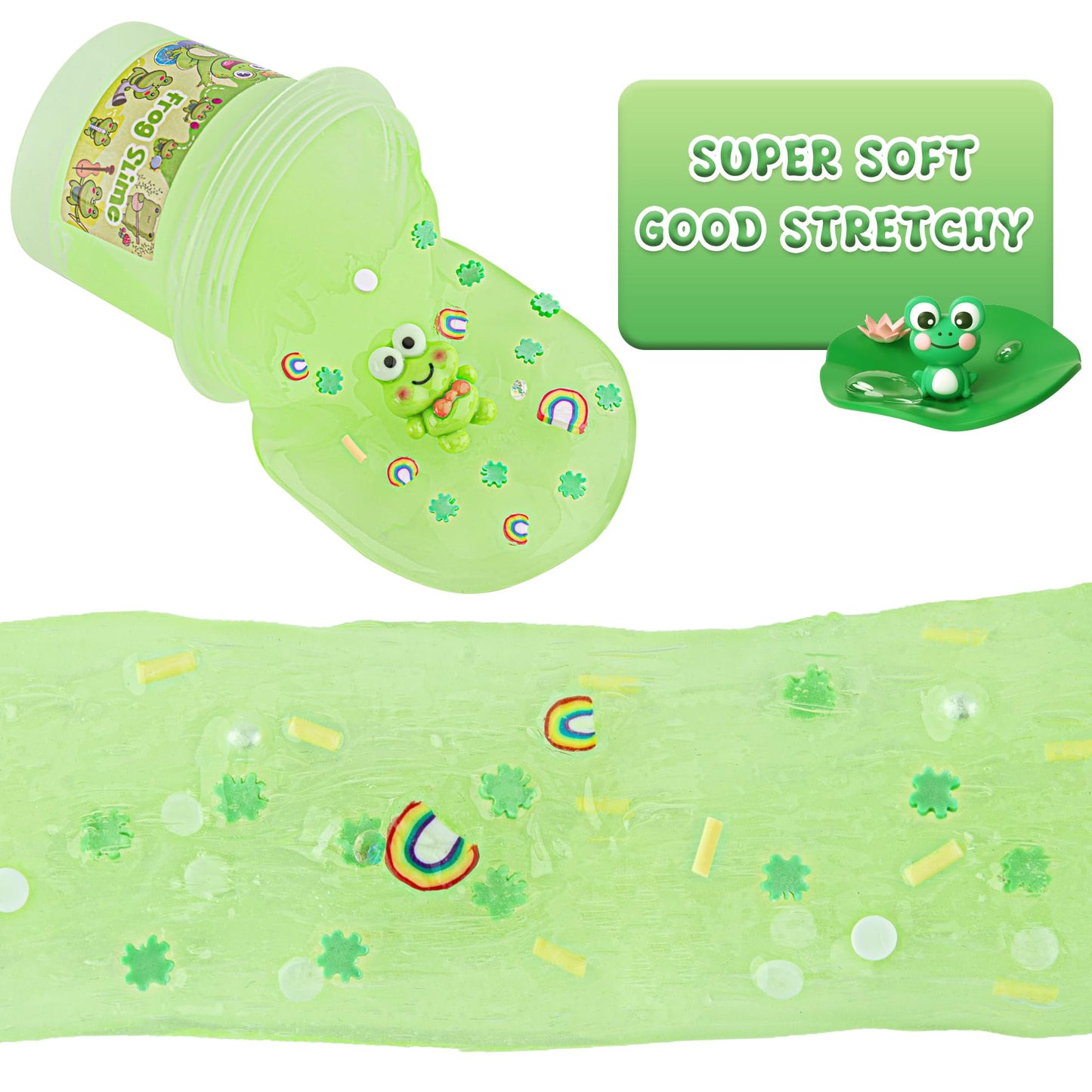 Frog Glow In The Dark Slime, Super Soft & Good Stretchy Green Slime, Slime Party Favors For Kids, Slime Sensory Toys For Birthda